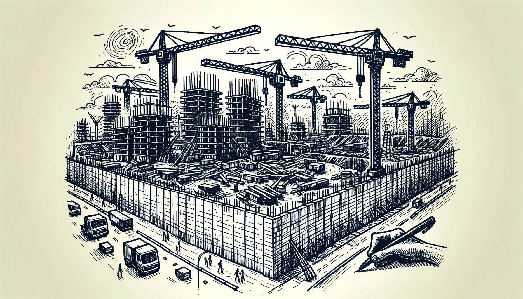 Illustration of construction at a wastewater facility