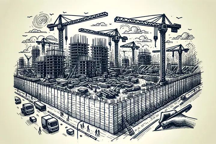 Illustration of construction at a wastewater facility