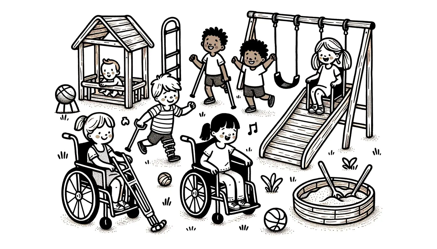 Inclusive playground at Owatonna park with children playing.