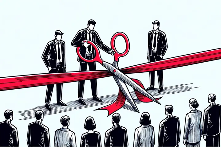 an illustration of a group of people at a ribbon cutting ceremony