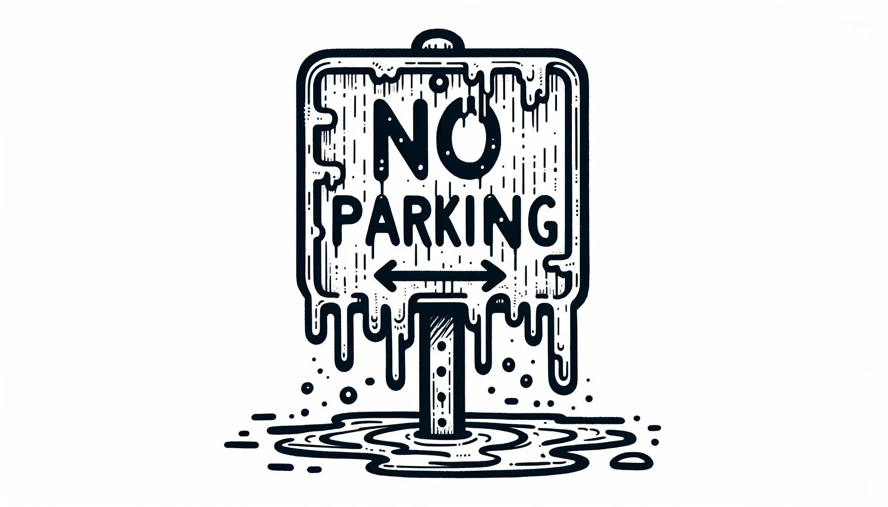 Doodle of a melting no parking sign, symbolizing end of winter parking rules