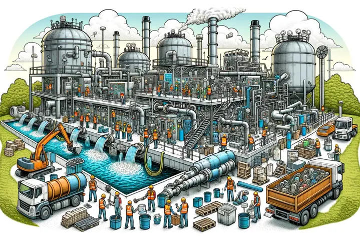 A doodle of a waste water treatment facility under renovation