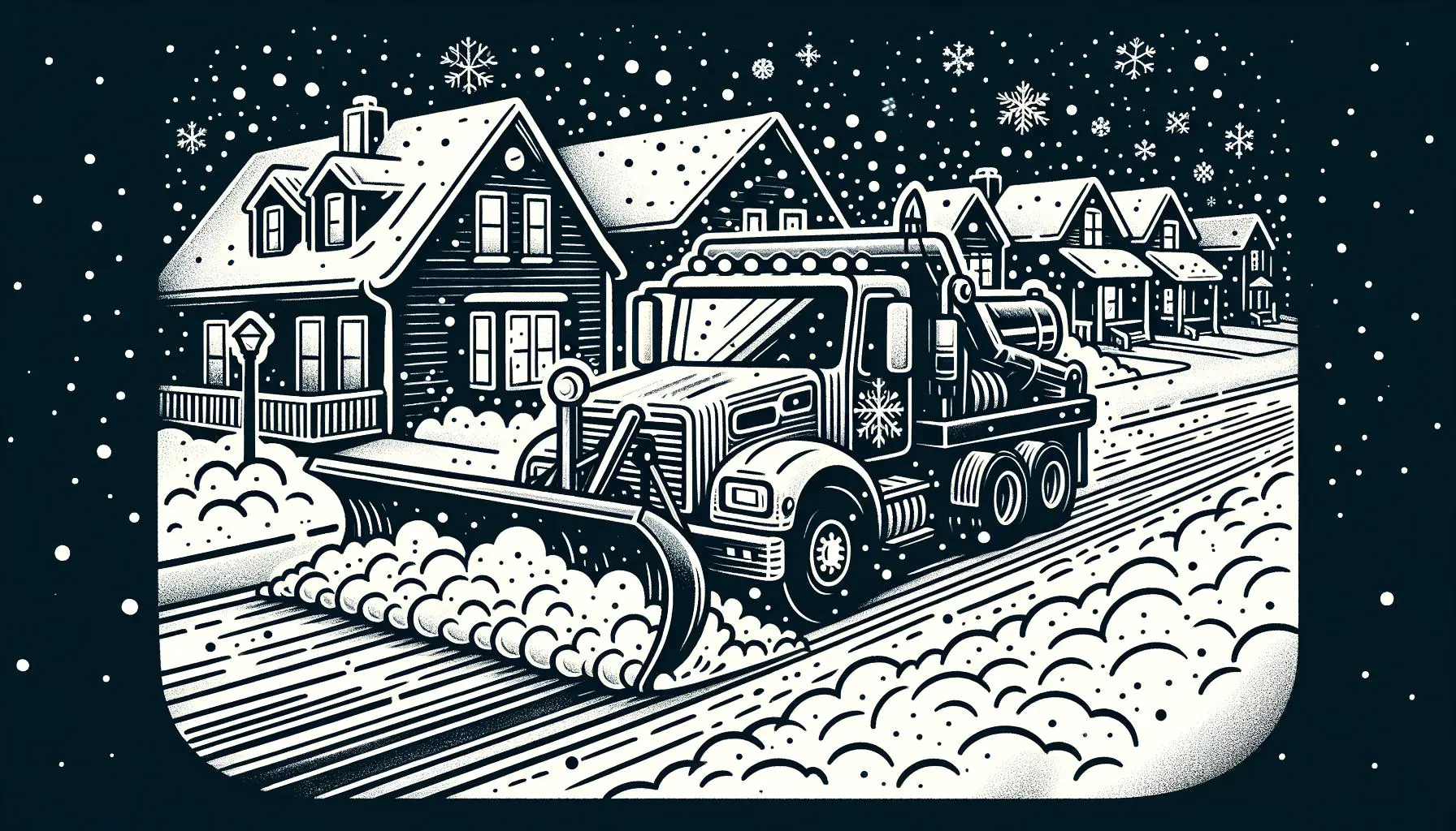 Illustration of a snow plow in action