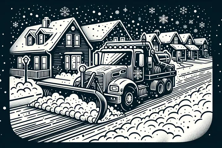 Illustration of a snow plow in action