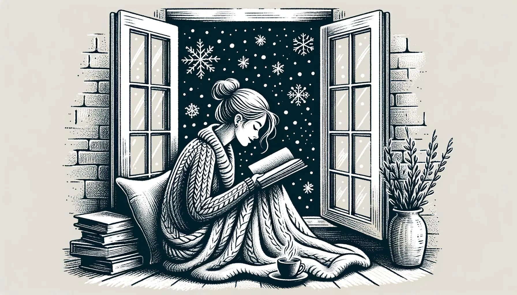 Cozy reading during winter season