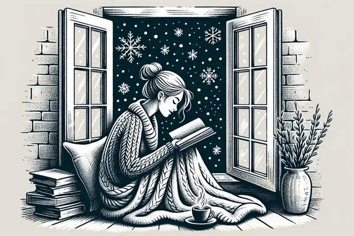 Cozy reading during winter season