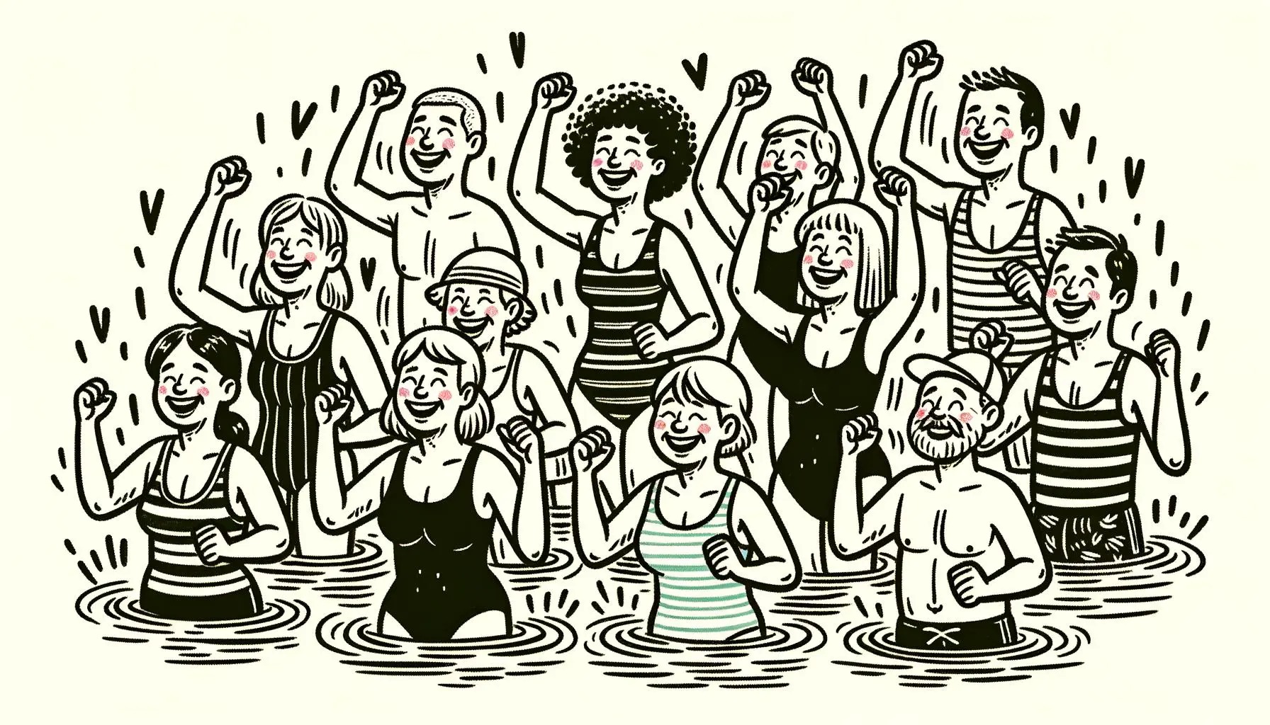 Illustration of a water aerobics class