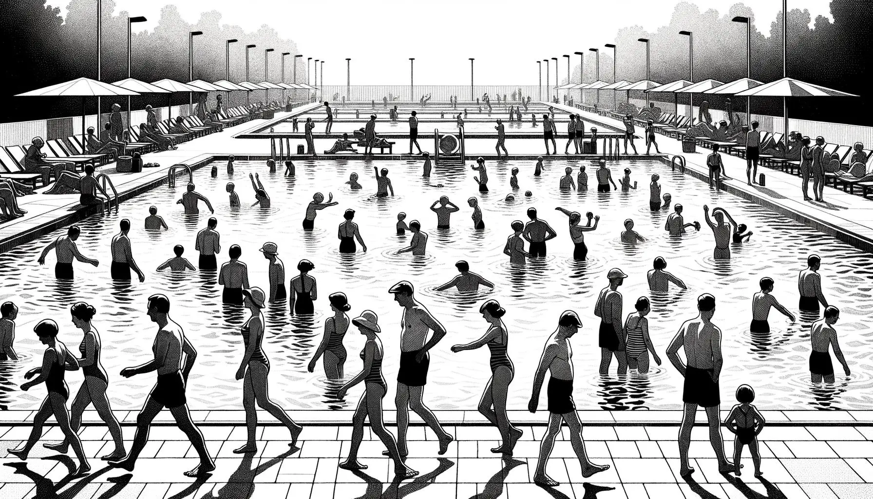 Image of people engaging in Water Aerobics and Water Walking at a water park.