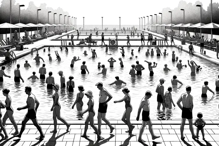 Image of people engaging in Water Aerobics and Water Walking at a water park.