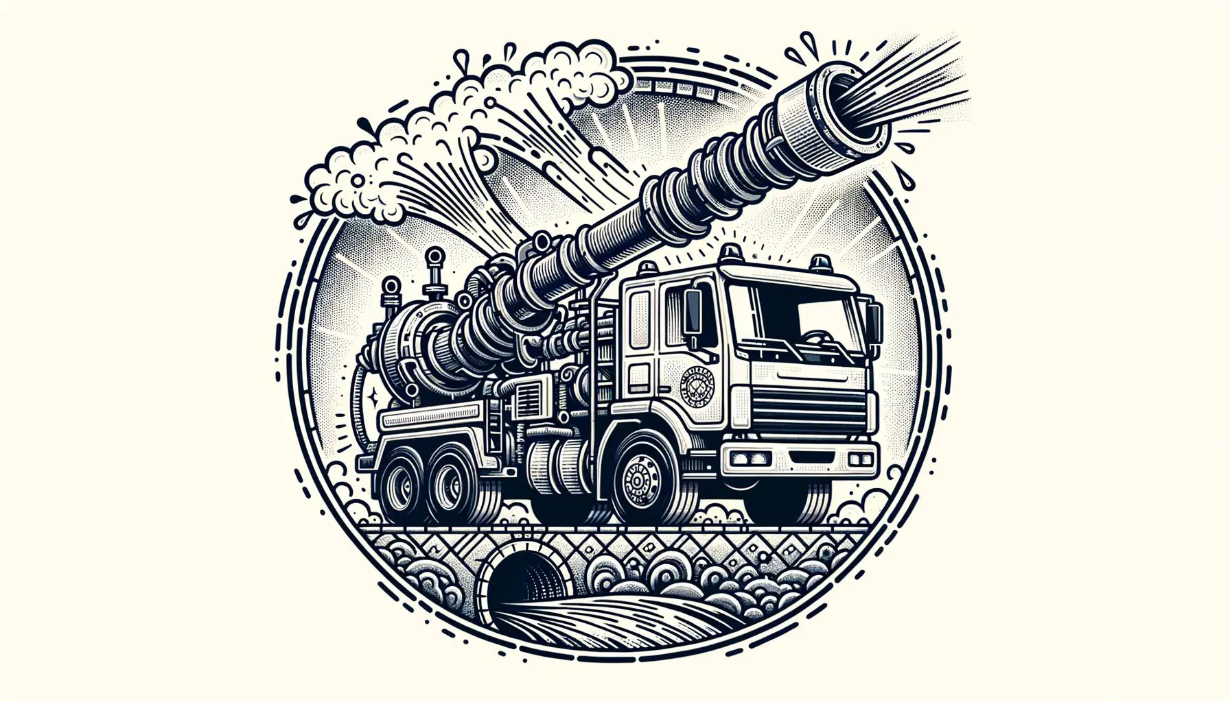 Illustration of a jetter truck cleaning sewer mains