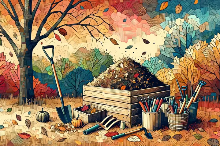 Abstract depiction of an autumn compost setup