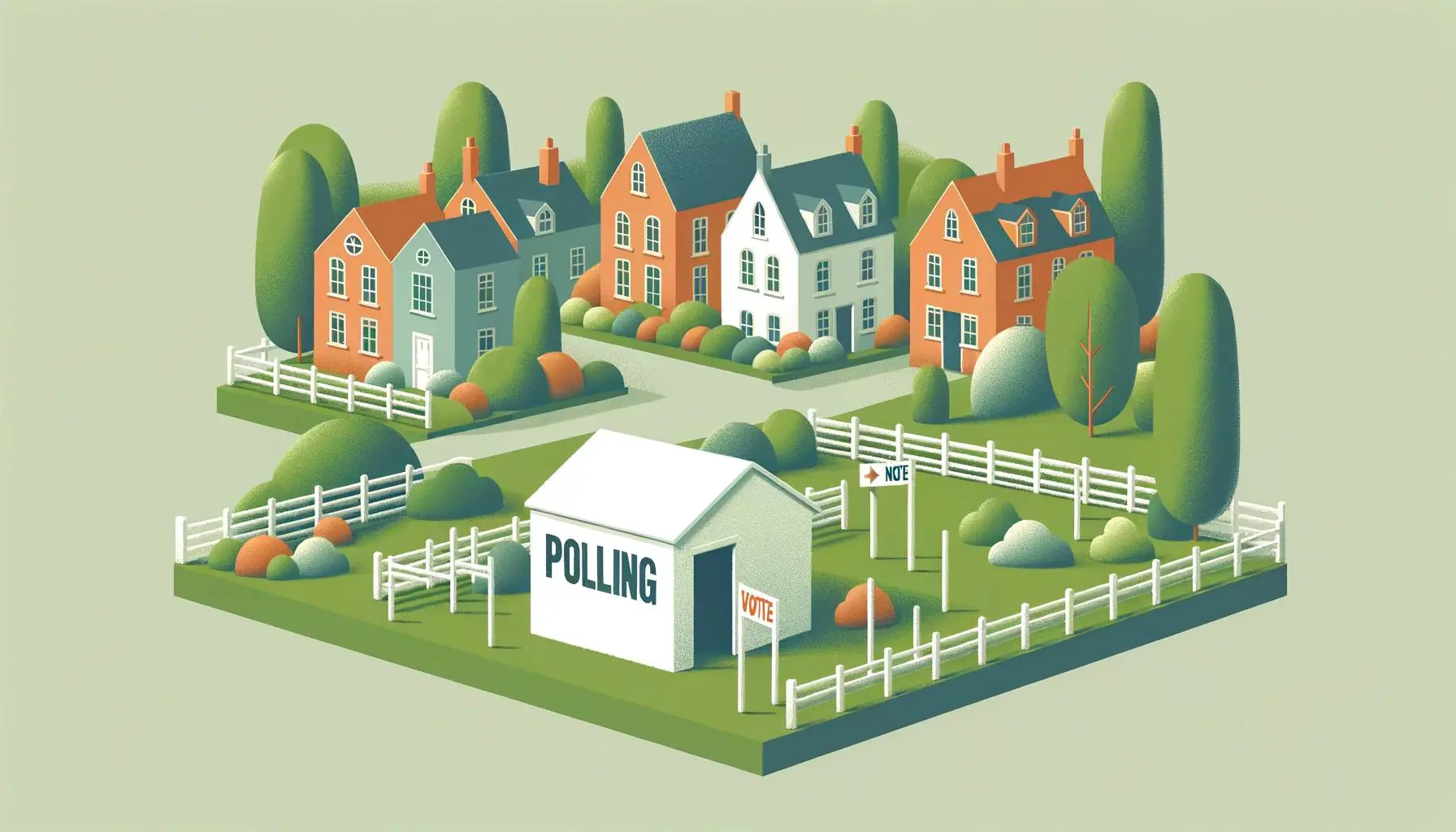 Illustration of a small town polling site