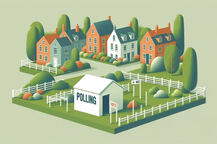 Illustration of a small town polling site