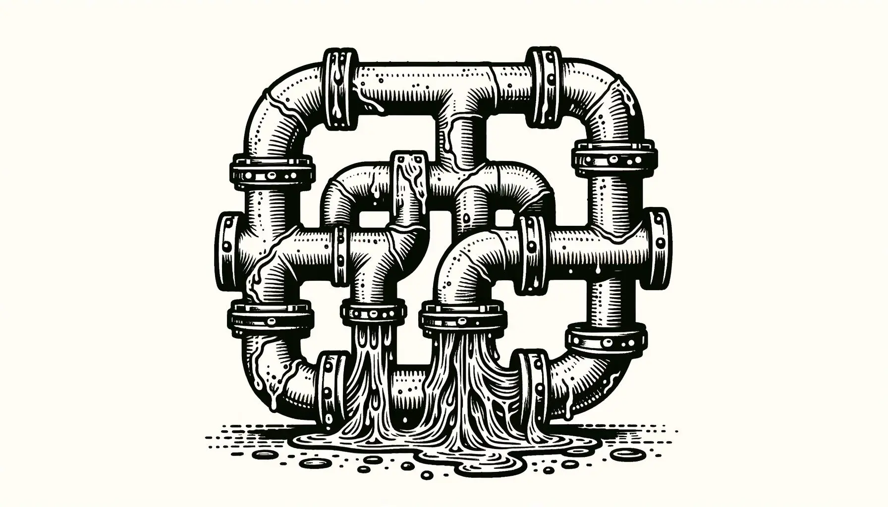 Illustration of clogged sewer pipes due to grease buildup