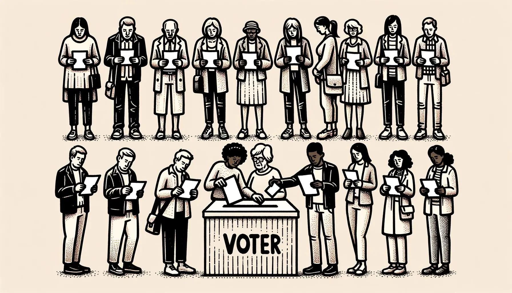 Doodle of Owatonna citizens voting