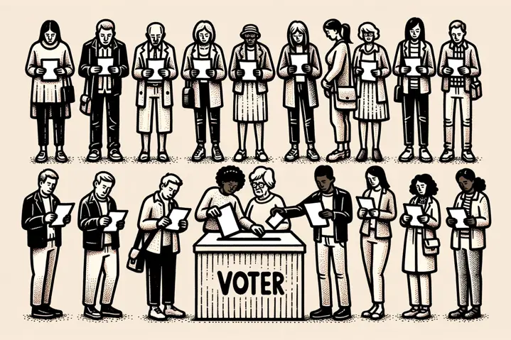 Doodle of Owatonna citizens voting