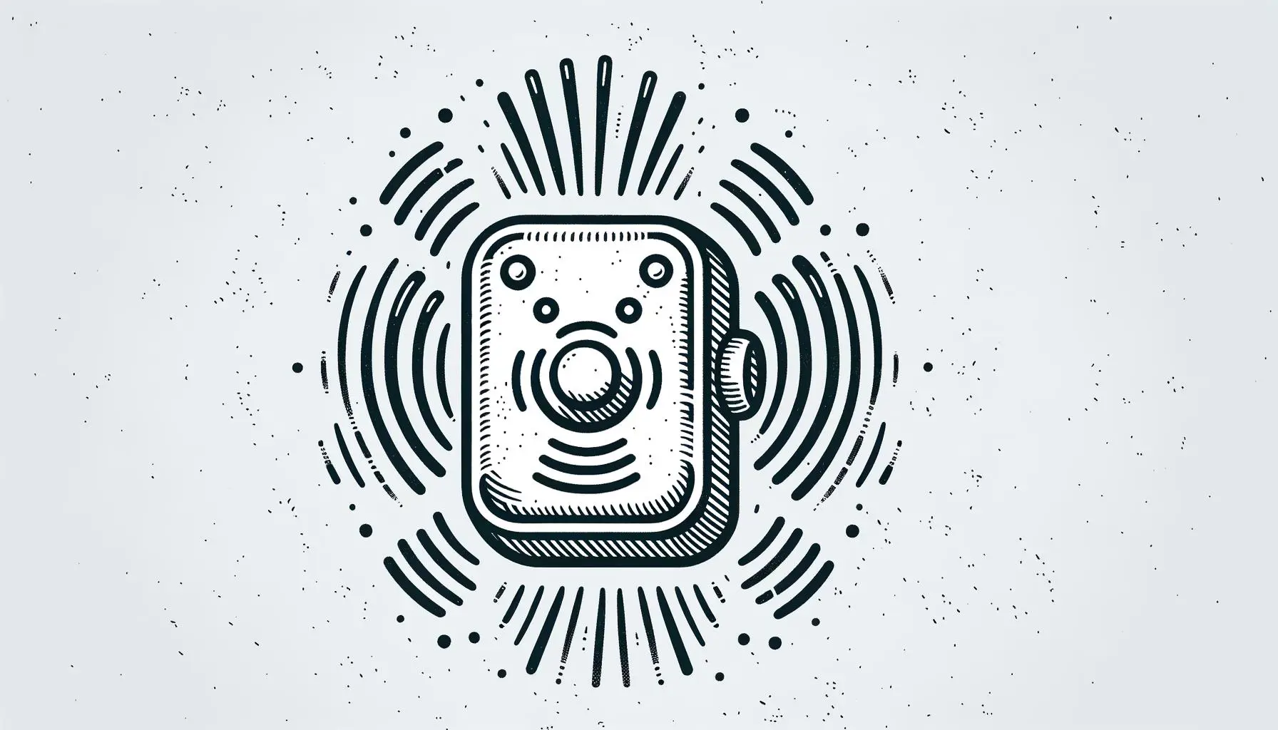 Illustration of a carbon monoxide alarm sounding with sound waves